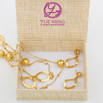 Gold Color Jewelry Set Fashion Long Chain Necklace Stud Earings Set African Bride Jewelry For Women Wedding Party Gifts