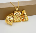 Fashion Dubai Jewelry Sets Gold Color Pendant Copper Classic Earrings Necklace For Women Daily Wear Party Anniversary Gifts