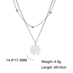 2025 Lucky Clover Pendant Necklace Stainless Steel Gold Color Double Layer Chain Necklaces for Women Girls Jewelry Gift