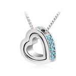 Austrian Crystal Double Heart Pendant Necklace