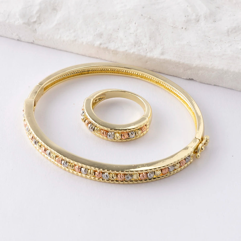 Copper Metal Beads Cross Bangle for Women Fashion Jewelry Delicate Multicolor Exquisite Holiday Gift