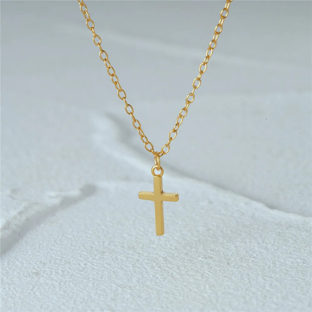 S925 Sterling Silver  Gold Cross Zircon Pendant Necklaces For Women Girls Necklace Chains Jewelry Gifts Collares подвеска