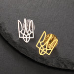 Lemegeton Ukraine National Emblem Brooch Stainless Steel Pin Falcon Badge Trident Suit Collar Pins New Year Valentine's Day Gift