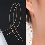 New Fashion White Square Rhinestone Zircon Double Pendant Gold Color Earrings for Women Unique Design Girls Trend Jewelry Gift