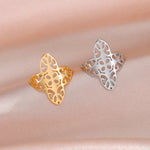 Filigree Ring Stainless Steel Gold Color Elegant Finger Rings Women Bohemian Jewelry Wedding Band Gift Wholesale