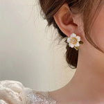 925 Silver Needle Crystal Pearl Leaf Flower Earrings For Women Jewelry 2024 Trending New Fresh Rural Style Stud Earrings Gift