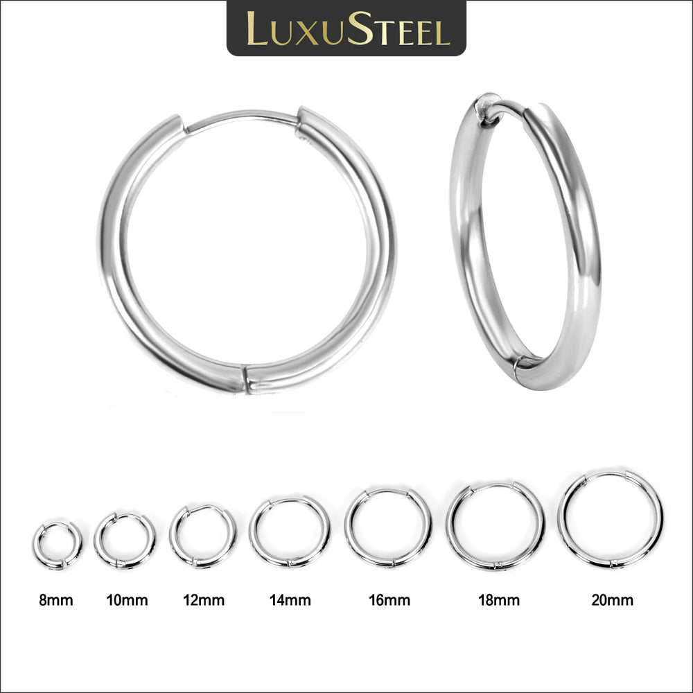 Men‘s Hoops Stainless Steel Round Circle Earrings For Women Man Gold Silver Color Not Fade Ear Rings Male Jewelry 2Pcs