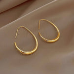 Hot Sale 925 Silver Needle Geometric Oval Hoop Earrings For Women Simple Design Earrings Party Wedding Jewelry
