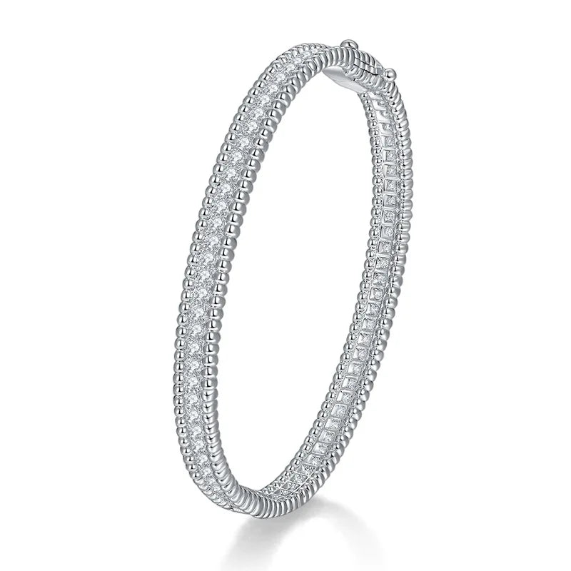 D VVS1 Full Moissanite Bangle Original 925 Sterling Silver Plated 18k White Gold with GRA Bracelets for Women Man