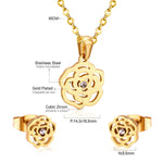 Korean Tiny Jewelry Sets For Women Wedding Party Stainless Steel No Fade Pendant Necklaces And Stud Earrings Jewelry Gifts