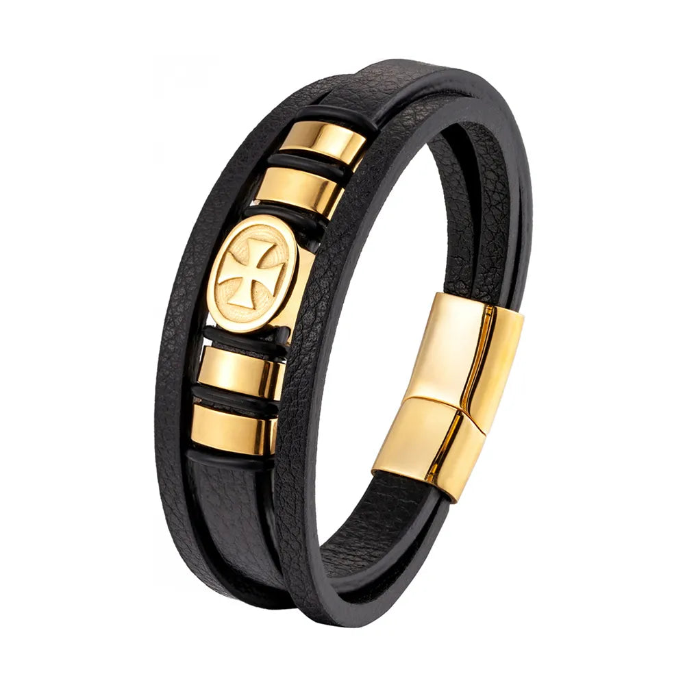 A range of exquisite luxury accessories with this high-quality men's fashion gift. Crafted from genuine black leather, these bracelets offer a unique combination of style and versatility. Perfect for those who appreciate a touch of wild handsomeness, these DIY bracelets make for a truly remarkable gift.