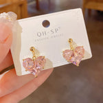Fashion Cute Pink Heart Necklace Earrings Set Classic Niche Versatile Simple Wedding Clavicle Chain