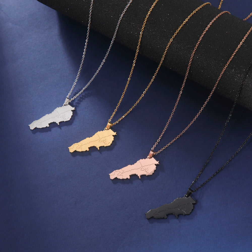 Arabic Islamic Necklace For Women Stainless Steel Lebanon Map Pendant Necklace Jewelry Wholesale 2025 New