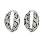 Leopard Print hoop Earrings rings necklace Fashion black white Cubic Zirconia women Geometric Jewelry set