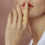 Flower Ring Stainless Steel Gold Color Finger Rings Women Girls Aesthetic Bohemian Jewelry Birthday Gift Wholesale
