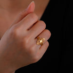 Filigree Ring Stainless Steel Gold Color Elegant Finger Rings Women Bohemian Jewelry Wedding Band Gift Wholesale