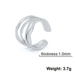Women Irregular Wave Geometric Rings 2025 Fashion Stainless Steel Gold Color Adjustable Minimalist Finger Ring Jewelry