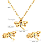 Korean Tiny Jewelry Sets For Women Wedding Party Stainless Steel No Fade Pendant Necklaces And Stud Earrings Jewelry Gifts
