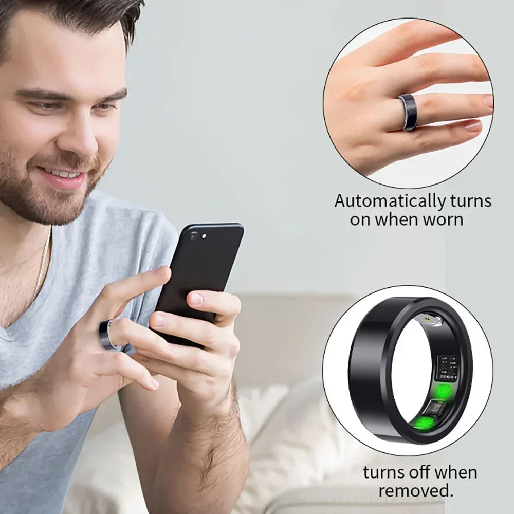 Fashion Smart Ring Health Tracker for Heart Rate Temperature Sleep Step Counting Body Temperature Monitoring Smart Finger Ring