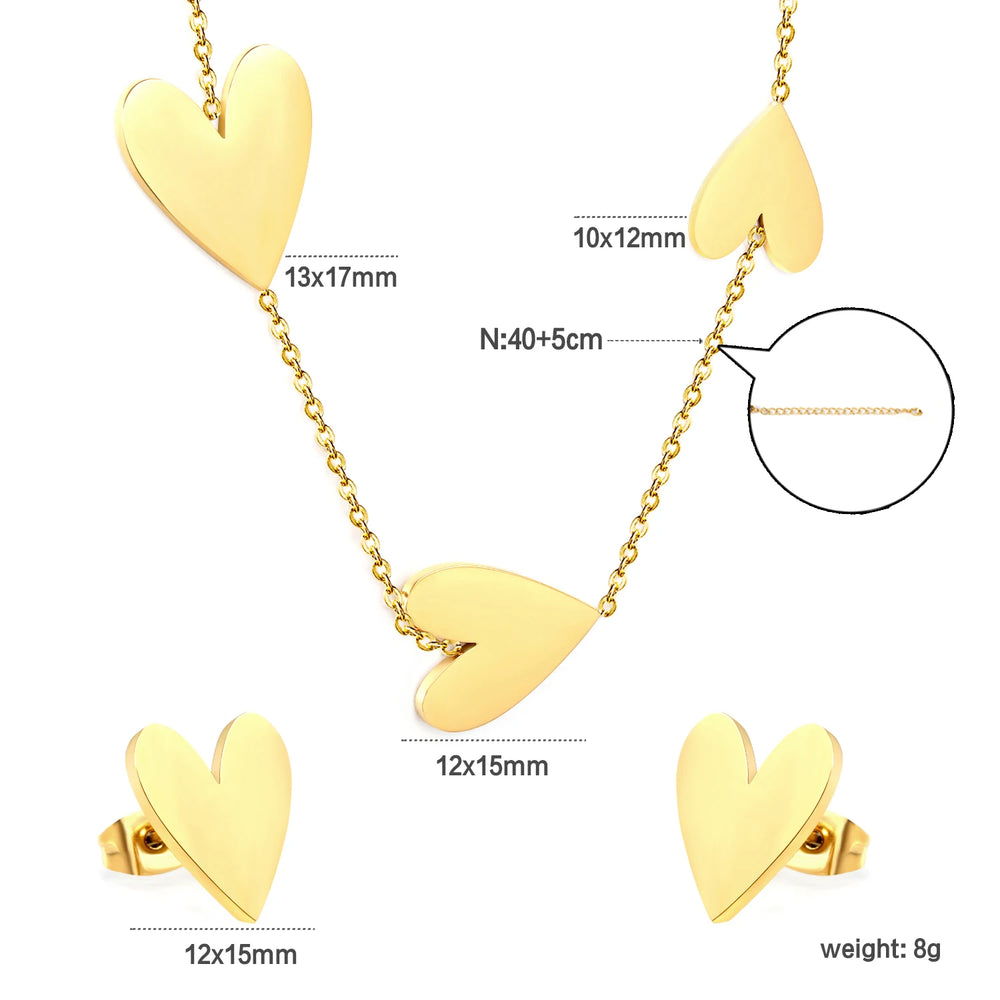 Bling Cubic Zirconia Necklace Earrings Set Stainless Steel Jewelry Woman/Girls Minimal joyas for Wedding Party 2025