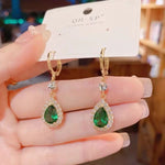 Shiny Green Rhinestone Pendant Earrings