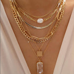 Bohemia Multilayer Moon Gold Color Pendant Necklace