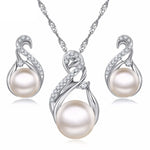 Trendy Jewelry Sets Wedding Silver Color Earrings Simulated Pearl Jewelry Set Women Necklace Set Bijoux collier brincos