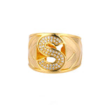 Chunky Wide Zircon Initial Letter Rings For Women Stainless Steel Opening Finger Ring Hip Hop Minimalist Jewelry Gift Femme