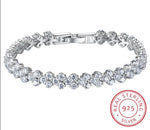 100% Solid Silver 925 Lab Diamonds Simulated Moissanite Bracelets for Women Girls Wedding Cocktail Party Fine Jewelry