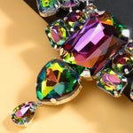 Colorful Exaggerate Necklace Earrings Set Chunky Accessories Geometric Rhinestone Nigerian Jewelry Set Wedding Gift