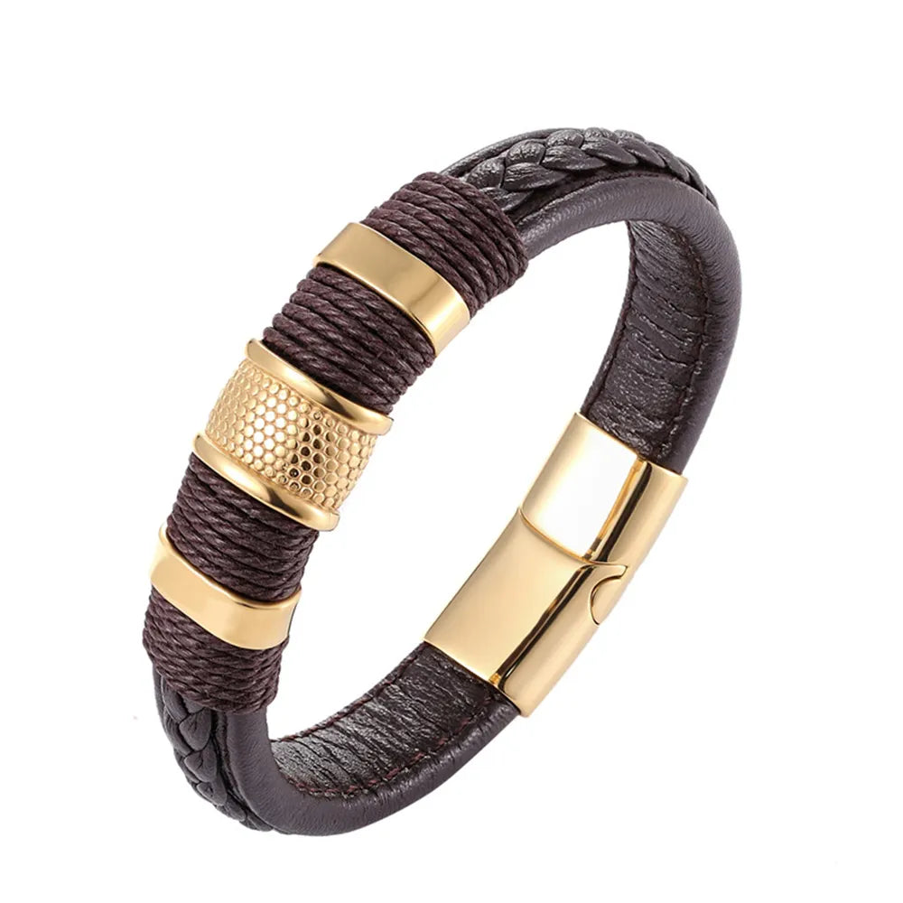 A range of exquisite luxury accessories with this high-quality men's fashion gift. Crafted from genuine black leather, these bracelets offer a unique combination of style and versatility. Perfect for those who appreciate a touch of wild handsomeness, these DIY bracelets make for a truly remarkable gift.