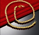 24K Gold Necklaces 925 Sterling Silver Smooth 6MM Beads Necklace For Women Men Fashion Wedding Engagement Party Jewelry