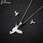 Cartoon Bowknot Mouse Stainless Steel Jewelry Set for Women Fashion Anime Animal Necklace Earrings Party Accessories