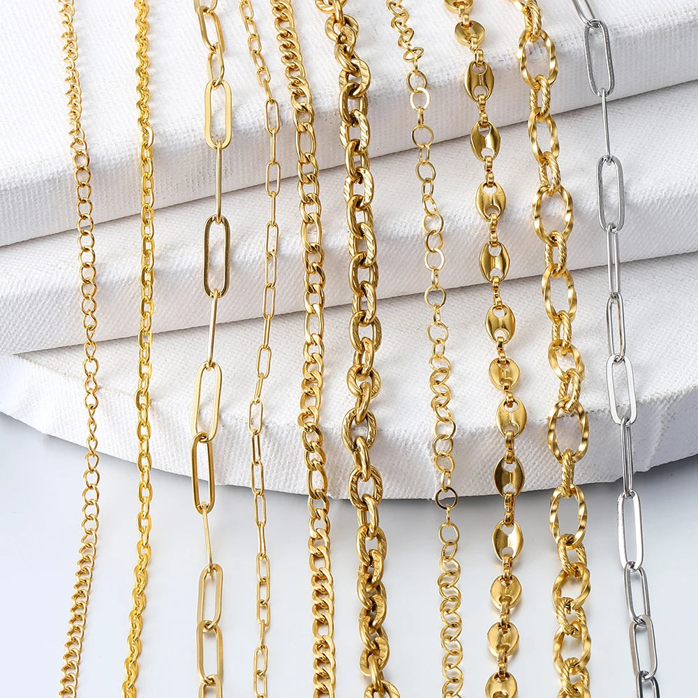 2Meters/1Meter Stainless Steel Chain High Quality Gold Color Chains for Bracelet Necklace Jewelry Making DIY Findings