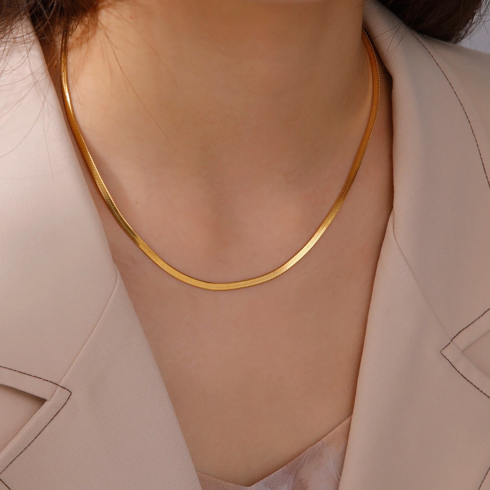 Stainless Steel Snake Chain Necklace for Women Men Minimalist Gold Color Choker Neck Chains 2025 Trend Jewelry Gift Hot