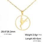 Gold Color Gymnast Girl Pendant Necklace for Women Stainless Steel Rhythmic Gymnastics Necklace Jewelry Gift 2025 Trendy
