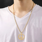 Cazador Stainless Steel 2025 Peace Sign Pendant Necklace for Men Gold Color Double Chain Necklace Jewelry Lover Gift Wholesale