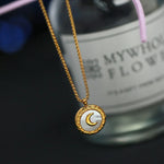 Stainless Steel Moon Charm necklace For Women Girl Fashion Gold Color  necklace Waterproof Jewelry Gift Party