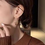 Hot Sale 925 Silver Needle Geometric Oval Hoop Earrings For Women Simple Design Earrings Party Wedding Jewelry
