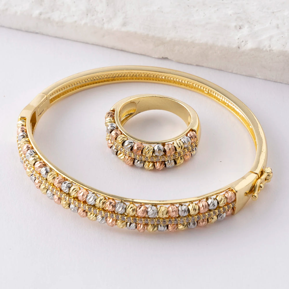 Copper Metal Beads Cross Bangle for Women Fashion Jewelry Delicate Multicolor Exquisite Holiday Gift