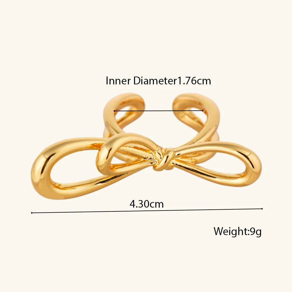 Stainless Steel Rings 18k Gold-Plated Waterproof No Fading Wrinkles Open Rings Valentine's Day Parties Jewelry Gift