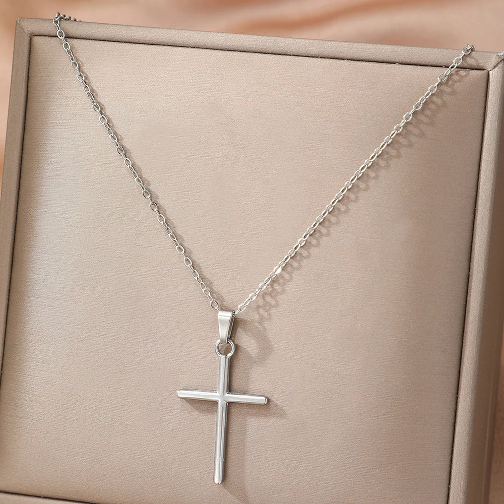 Stainless steel necklace cross pendant hip-hop street fashion trendy men and women fashion jewelry party outing play collocation