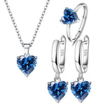 925 Sterling Silver Jewelry Sets For Women Heart Zircon Ring Earrings Necklace Wedding Bridal Elegant Christmas