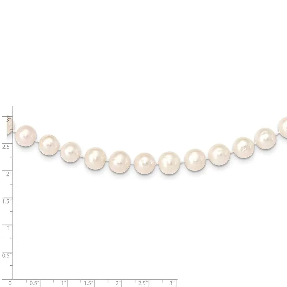 14 Karat Yellow Gold 9-10mm White Near Round Freshwater Cultured Pearl Necklace