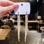 New Fashion White Square Rhinestone Zircon Double Pendant Gold Color Earrings for Women Unique Design Girls Trend Jewelry Gift