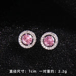 High Grade Round Zircon Jewelry Set Trendy Popular Stainless Steel Pendant Necklace Stud Earrings Party Gifts For Women Girls