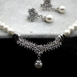 Women Bridal Elegant Wedding Party White Pearl Flower Rhinestone Angle Necklace Earrings Necklace Jewelry Set Banquet Gift