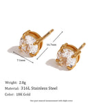 Zircon Chain Splicing Paper Clip Bracelet 18K Gold Plated Women's Earrings 316L Stainless Steel Accessories