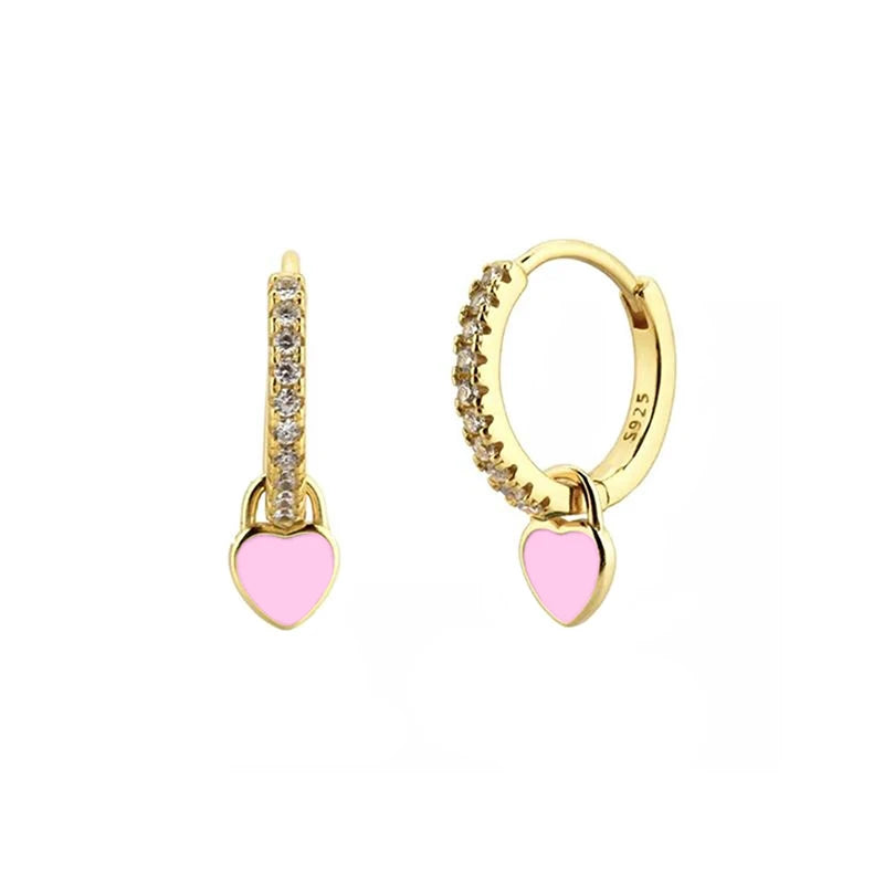  Gold Filled Hoop Drop Earrings Set for Women Ear Cuff Blue Zircon Enamel Dangle Earrings 2023 Fashion Jewelry Wholesale