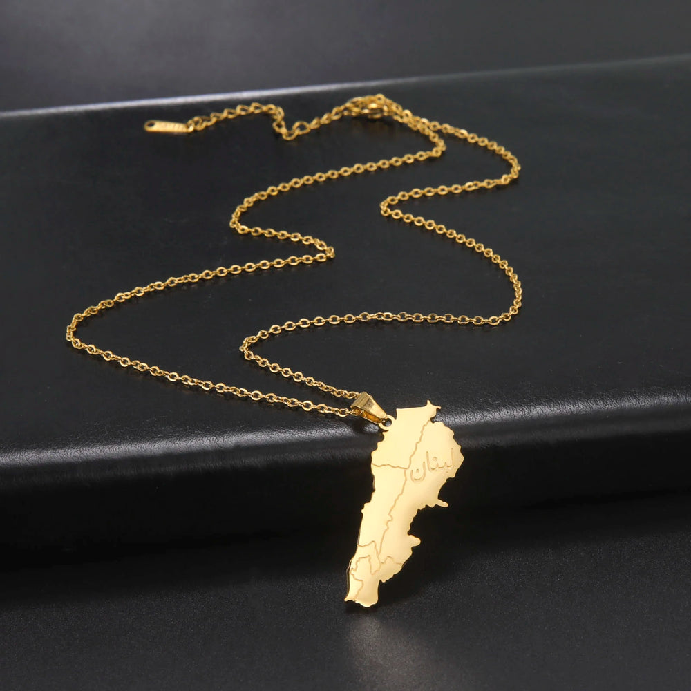Arabic Islamic Necklace For Women Stainless Steel Lebanon Map Pendant Necklace Jewelry Wholesale 2025 New
